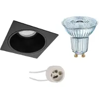 BES LED LED Spot Set - LEDVANCE Parathom PAR16 940 36D - Pragmi Minko Pro - GU10 Fitting - Dimbaar - Inbouw Vierkant - Mat Zwart