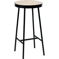 Warm Nordic Be My Guest barkruk rotan, zwart stalen onderstel