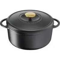 Tefal Heritage E22303 kookpan met deksel, gietijzer/gegoten aluminium, diameter 21 cm, geschikt voor inductiekookplaten