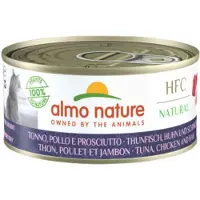Almo Nature 24x HFC Natural Kattenvoer Nat Tonijn, Kip & Ham 150 gr