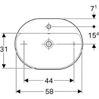 Geberit VariForm - Opzetwastafel 60x45 cm, met overloop, met kraangat, wit 500.777.01.2