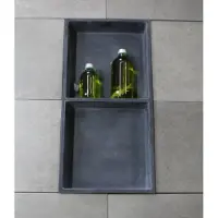 Luca Inbouwnis Sanitair 59,5x29,5x8cm Polystone 2 Vakken Rechthoek Antraciet