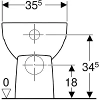 Geberit 300 Basic closetpot-98 +2cm vlakspoel 35.5x47.5cm PK met verdekte bevestiging wit S8100500000G