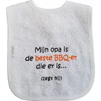 Funnies Witte slab met "Mijn opa is de beste bbq-er die er is... (zegt hij)"