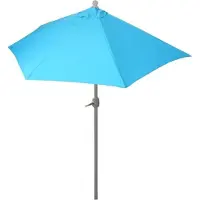 Mendler Halve parasol muurparason balkon parasol Türkis met voet 300 cm
