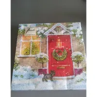 Ambiente Servetten met voordeur in kerststemming