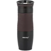 KINGHOFF Thermosfles met dubbele RVS wand - Bruin - 500ml - Shockproof - Rubberen Greep