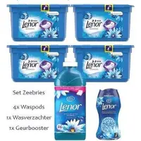 Lenor Zeebries Set 4x waspods - 1x 900ML wasverzachter - 1x Zeebries Geurbooster
