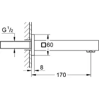 GROHE Eurocube baduitloop wand Chroom