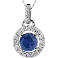 Orphelia HD-4213/SA - Hanger - Goud 18 kt - Diamant 0.31 ct / Saffier 0.79 ct - 1.8 cm
