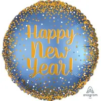 Amscan Folieballon Happy New Year - Gold & Satin Blauw & Goud - 43 cm (Plat geleverd) van Anagram