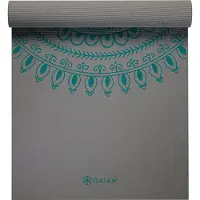 Gaiam - Yoga Mat 6 mm Premium Longer/Wider - Yogamat 198 x 66 x 6 cm, grijs/turkoois