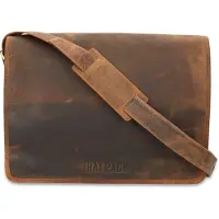LEATHER DESIGN Orange Fire Leren Messenger 17 inch Rat Pack OF 554/17 Bruin