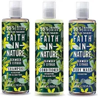 Faith In Nature seaweed en citrus shampoo, conditioner en bodywash