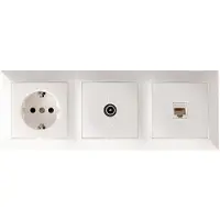BES LED UTP RJ45 Stopcontact - Coax Contactdoos - Wandcontactdoos - Aigi Cika - Inbouw - 1-voudig Stopcontact - 1-voudig UTP CAT5E - 1-voudig Coax - Randaarde - Incl. Afdekraam - Wit