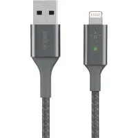 Belkin Boost Charge Lightning/ USB-A kabel met slimme led kabel 1,2 meter, Dubbel gevlochten nylon, CAA007bt04GR