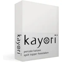 Kayori Split Topper Hoeslaken Shizu Offwhite (Percal)-200 x 200 cm