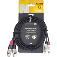 Stagg NTC3CMXFR Adapterkabel Deluxe RCA M Naar XLR F 3m
