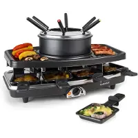 Klarstein Entrecote raclette grill natuursteen fondue 1100W 8 personen