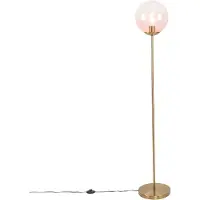 QAZQA Art deco vloerlamp messing met roze glas - Pallon
