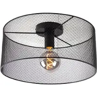 QAZQA Industriële plafondlamp zwart - Drum Mesh