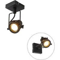 QAZQA Industriële plafondspot zwart draai- en kantelbaar GU10 50mm - Suplux