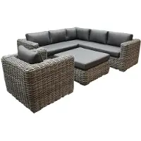 AVH-Collectie Cervo hoek loungeset 5-delig grijs wicker
