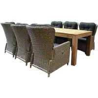 AVH-Collectie Marina lounge Krista dining tuinset 240x100xH77,5 cm 7-delig grijs verstelbaar
