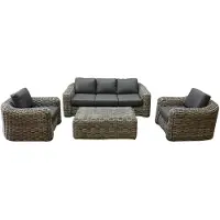 AVH-Collectie Las Palmas stoel bank loungeset 4-delig grijs