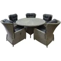 AVH-Collectie Marina Riccione dining tuinset 150 cm 6-delig grijs verstelbaar