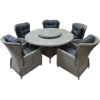 AVH-Collectie Marina Riccione dining tuinset 150 cm 7-delig grijs verstelbaar