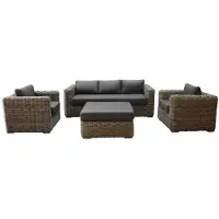 AVH-Collectie Cervo stoel bank loungeset 4-delig grijs wicker