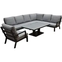 AVH-Collectie New York hoek dining loungeset 6-delig antraciet