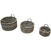 AVH-Collectie Dolly rotan mandenset 50xH38 cm, 45xH30 cm en 35xH25 cm rond