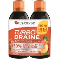 Forte pharma Turbodraine Groene Thee-Perzik Duopack 2x500 ml Drinkbare oplossing
