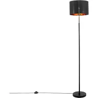 QAZQA Smart vloerlamp zwart met goud rond incl. Wifi. A60 - VT