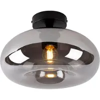 QAZQA Art Deco plafondlamp zwart met smoke glas - Busa