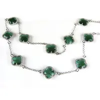 Sophie model 10 Fiori collier in zilver donkergroene klavers
