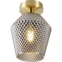 QAZQA Art Deco plafondlamp messing met smoke glas - Karce