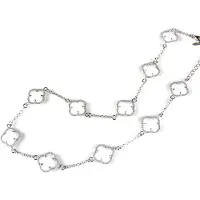 Sophie model 10 Fiori collier in zilver witte klavers