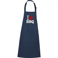 Kariban mijncadeautje - luxe keukenschort - I love BBQ - navy / blauw