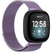 Shop4 - Fitbit Versa 4 Bandje - Fitbit Versa 3 Bandje - Fitbit Sense 2 Bandje - Fitbit Sense Bandje - Large Metaal - Paars
