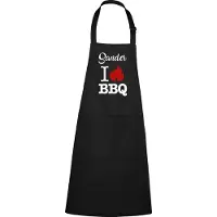 Kariban mijncadeautje - luxe keukenschort - I love BBQ - met naam - zwart