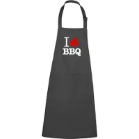 Kariban mijncadeautje - luxe keukenschort - I love BBQ - chique grijs