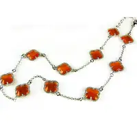Sophie model 10 Fiori collier in zilver oranje klavers