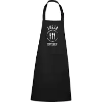 Kariban mijncadeautje - luxe keukenschort - Topchef bestek BBQ - met naam - zwart