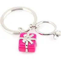 Metalmorphose sleutelhanger cadeautje met ring - Roze