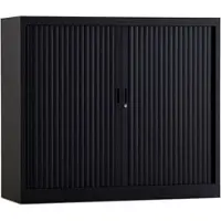 Ceha Square Roldeurkast Metaal 2 Planken Afsluitbaar 1.200 x 450 x 1.050 mm Zwart