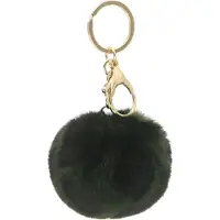 Dielay - Sleutelhanger Fluffy Bal - Panter / Luipaard - 7 cm - Groen