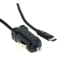 OTB USB-C autolader met vaste kabel - 3A / zwart - 1,1 meter